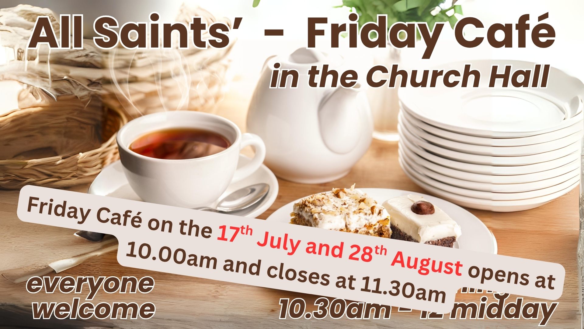 Friday Cafe time changes 0726